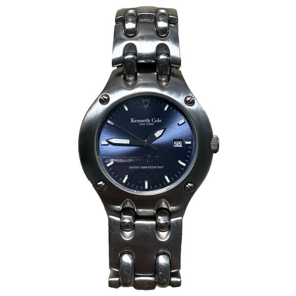 Kenneth Cole New York Mens KC3237 Blue Dial Stainless Steel Quartz Watch 100M WR - Picture 1 of 8